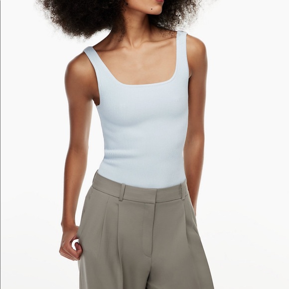 Babaton Sculpt Knit Squareneck Tank in Blue - Picture 1 of 3